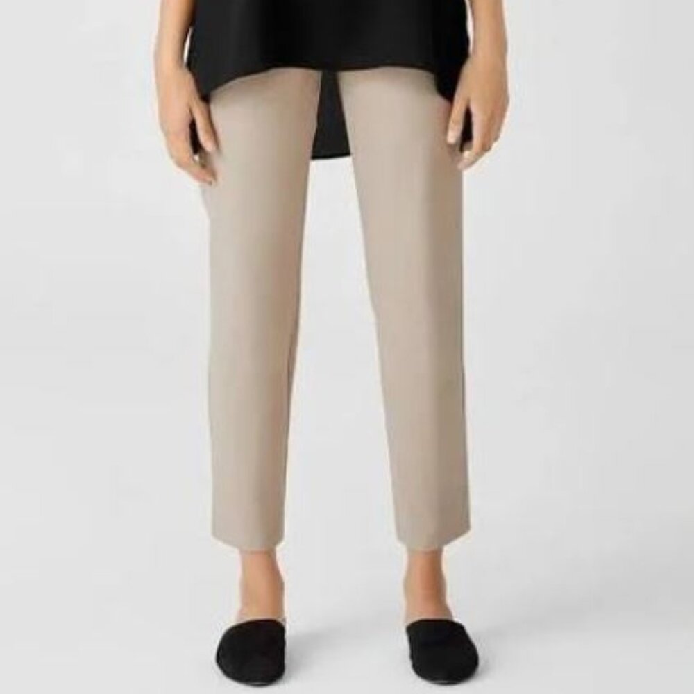 Eileen Fisher Silk Slouchy Crepe Tan Pants Large